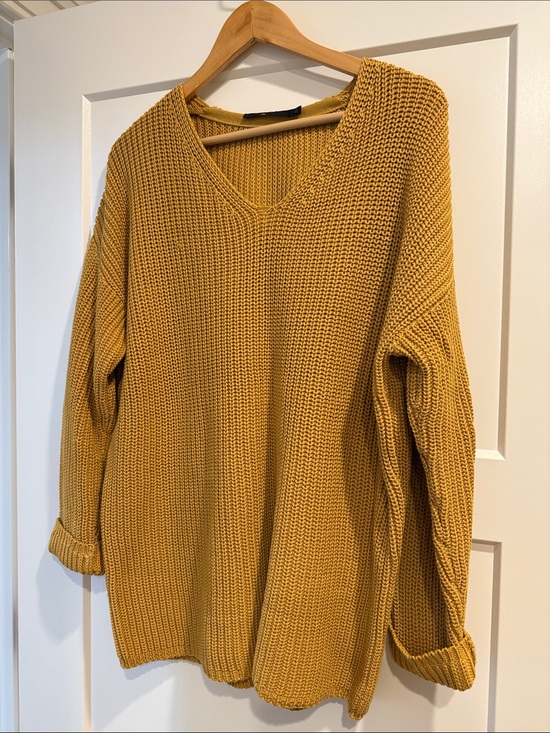 Jenni Kayne Sweaters - Jenni Kayne V-Neck Oversized Knit Sweater - Mustard